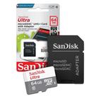 Cartão SanDisk Ultra MicroSDXC 64GB UHS-I Classe 10 A1 100MB/s Full HD c/ Adaptador SD p/ Android SDSQUNR-064G-GN3MA