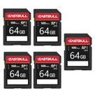 Cartão SD EASTBULL 64GB Classe 10 U1 V30 100MB/s Leia pacote com 5