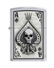 Cartão Zippo Ace Skull mais leve Satin Chrome 4858