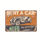 Cartaz de metal Tin Sign Vintage Rent a Car 20x30cm para garagem