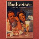 Cartaz publicitário de cerveja vintage com pintura em ferro para decoração de parede