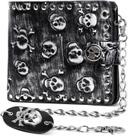 Carteira de corrente ZEKEE Skull Gothic Leather Unissex Preta