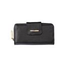 Carteira de couro grande Cindy Feminino preto liso
