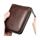 Carteira De Couro Masculina Com Proteção RFID, Porta-cartões De Visita, Bolsa Com Zíper, Luxo