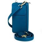 Carteira de Couro Tiracolo Bull Guard - Compartimento para Celular - Azul Celestial