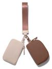 Carteira de Pulso Viverte Mini Zip Around com Chaveiro - Bege e Marrom