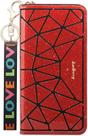 Carteira feminina com bloqueio de RFID bolsa geométrica de brilho macio bolsa de pulso feminina carteira de viagem embreagem para iPhone XR/11/XS/7Plus/Galaxy (vermelho)