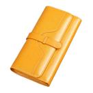 Carteira feminina de couro genuíno, bolsa longa, amarelo limão