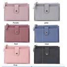 Carteira Feminina De Couro Mini Cor Simples Com Múltiplos Espaços PU Cor:Preto/Black Femina