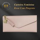 Carteira Feminina Rosa Com Pingente