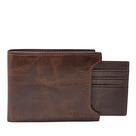 Carteira Fossil Derrick Leather Bifold Sliding 2 em 1 masculina marrom