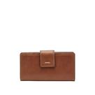 Carteira Fossil Logan Leather RFID Blocking Tab Clutch Brown