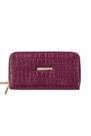 Carteira grande de couro Tinna Feminino Merlot Croco