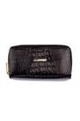 Carteira grande de couro Tinna Feminino Preto croco