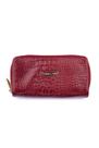 Carteira grande de couro Tinna Feminino Vermelho croco