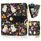 Carteira Jogjam Halloween Cute Cat Ghost RFID em couro PU para mulher