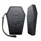 Carteira Lazy Skull Zip Around Coffin Gothic Wristlet