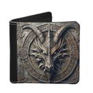 Carteira LED Back Slim Viking Sheep Design em couro para homens