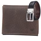 Carteira Masculina Couro Legítimo Bovino Porta Cartão Modelo L + Cinto Masculino Dupla Face