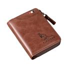 Carteira Masculina De Couro Genuíno, Porta-cartões RFID, Bolsa De Moedas Com Zíper, Carteira Curta