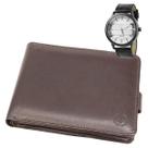 Carteira Masculina De Couro Legítimo Genuíno Grande Casual Documentos + Relógio Masculino Carteira Masculina De Couro Legítimo Genuíno Grande Casual Documentos + Relógio Masculino