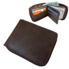 Carteira Masculina de Couro Legítimo Grande com Ziper externo Completa grande executiva porta documentos