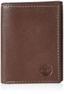 Carteira masculina de couro Timberland com três dobras marrons com identificação Carteira masculina de couro Timberland com três dobras marrons com identificação