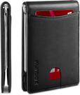 Carteira Money Clip RUNBOX com bloqueio RFID de couro genuíno
