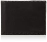 Carteira Steve Madden masculina de couro de capacidade extra preta