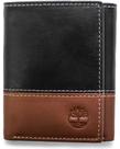Carteira Timberland de couro com três dobras para homens preta/marrom