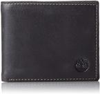 Carteira Timberland masculina de couro preta com bolso dobrável
