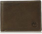 Carteira Timberland masculina de couro RFID marrom escuro