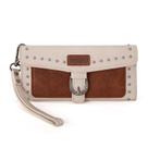 Carteiras de pulso Montana West X Wrangler para mulheres com bloqueio de RFID, carteira grande feminina com fivela ocidental e 20 compartimentos para cartões WG195-W055BR-TN