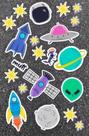 Cartela Adesiva Space Trip Planner Decoração Papelaria
