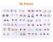 Cartela Brincos Sortidos Strass 36 Pares Laço Maçã Flor Triangulo Flor Trevo Urso Dourado Prateado Cartela Brincos Sortidos Strass 36 Pares Laço Maçã Flor Triangulo Flor Trevo Urso Dourado Prateado