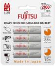 Cartela c/ 4 pilhas BRANCAS AA recarregáveis Fujitsu Standard, modelo HR-3UTC