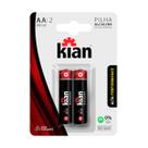 Cartela Com 2 Pilhas Alcalinas Aa Kian Longa Duração 1,5v