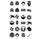 Cartela com 26 adesivos - Star Wars - 3x3 cm