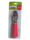 cartela com 6 garfo de mesa cabo cor vermelho marca bionda
