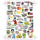 Cartela de adesivos 56 unidades - para Bike Carro Moto Capacete Skate Retro Notebook Carro-Moto-Cami