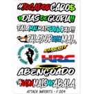 Cartela De Adesivos - F004 - Carro - Moto - Caminhão - Bike - Frase - Rap - Escola - Super Cartela