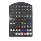 Cartela kit 36 Pares Brinco Trio ponto de luiz Aço Inox Prata Pedra Strass Coloridos Antialérgico