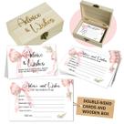 Cartões de aconselhamento para chá de bebê Hanroey Pink Bow 50 unidades com caixa