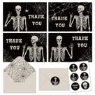 Cartões de agradecimento Whaline Halloween Black Skeleton, pacote com 32 Cartões de agradecimento Whaline Halloween Black Skeleton, pacote com 32