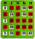 Cartões de bingo Regal Bingo Shutter Slide 8x9", pacote com 25, verdes