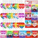 Cartões de dia dos namorados + 30 pacotes de brinquedos Mini Heart Pop Keychain Cartões de dia dos namorados + 30 pacotes de brinquedos Mini Heart Pop Keychain