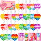 Cartões de dia dos namorados para crianças em sala de aula com porta-chaves Heart Pop Bubble Fidget x30