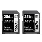 Cartões de Memória Lexar Professional 1667x SDXC 256GB - Pacote com 2 Cartões de Memória Lexar Professional 1667x SDXC 256GB - Pacote com 2