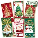 Cartões de Natal PINKEESEA com envelopes Kraft - 24 cartões com adesivos