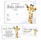 Cartões para Chá de Bebê com Tema de Girafa e Animais da Selva, 30 Unidades - Inkdotpot